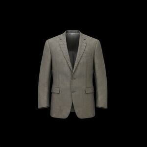 Chaps Mens Brown Wool Blazer Sport Coat Suit Jacket Houndstooth Check 46R